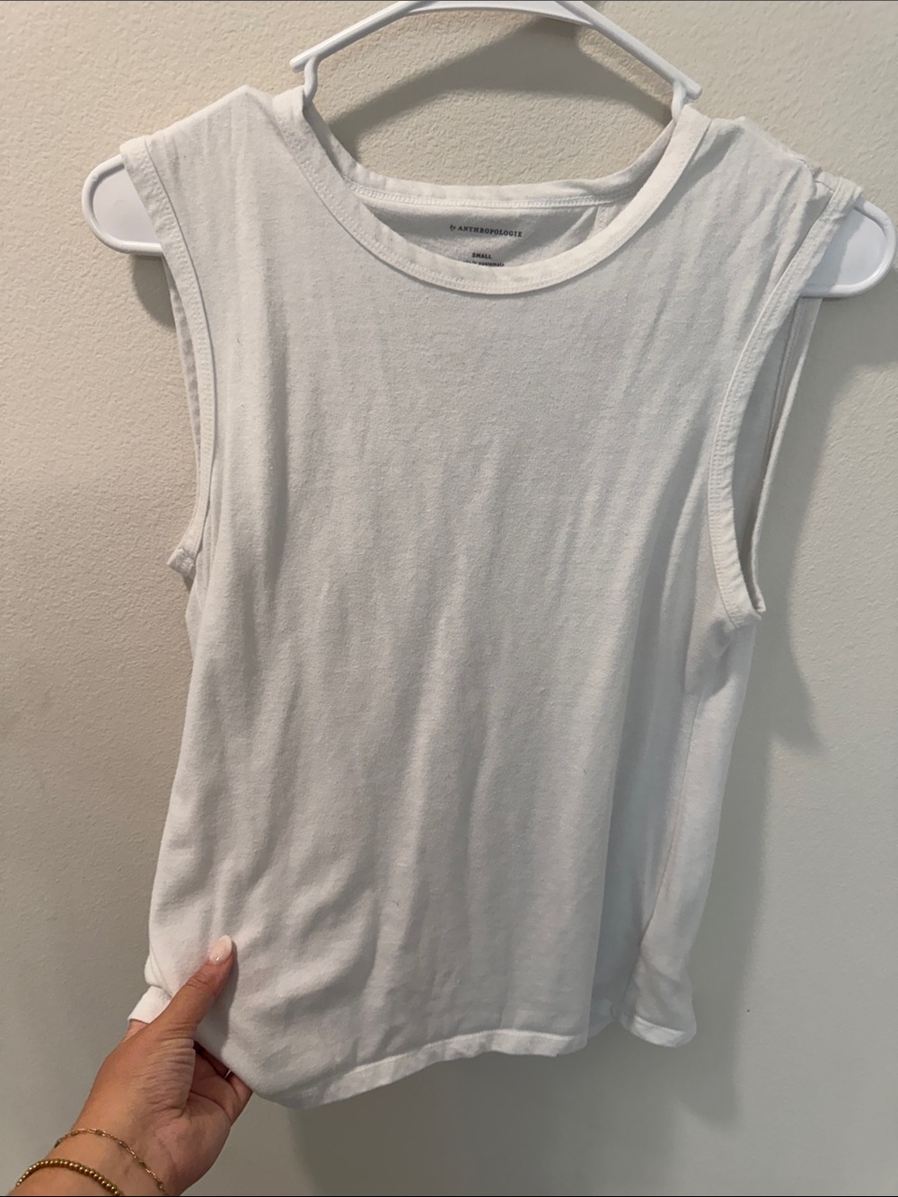 Anthropologie White Crewneck Sleeveless Tank